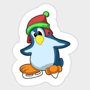 Penguin at Ice skating with Ice skates Sticker